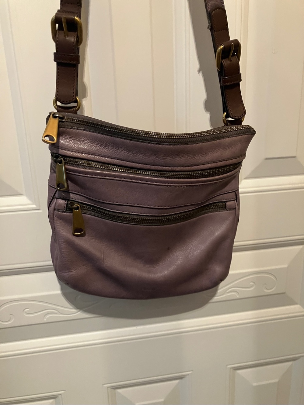 Fossil Explorer Crossbody bag purse lead color grey gray